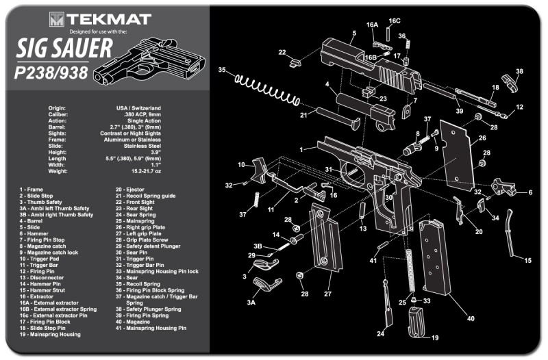 TekMat Armorer's Bench Gun Cleaning Mat (Model: SIG P226